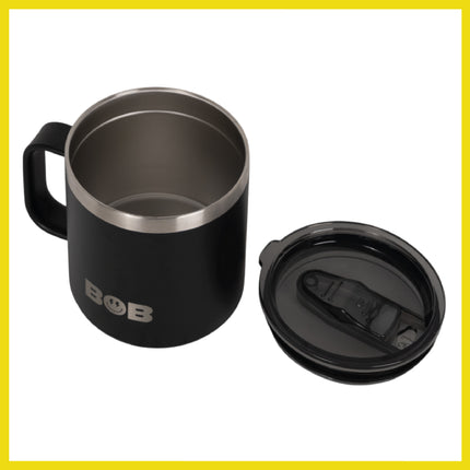 BOB THE COOLER CO - 14oz "Bob's Mug" Stainless Steel Double Wall Vacuum Insulated Coffee Mug with Lid and Handle - Top-Rack Dishwasher Safe