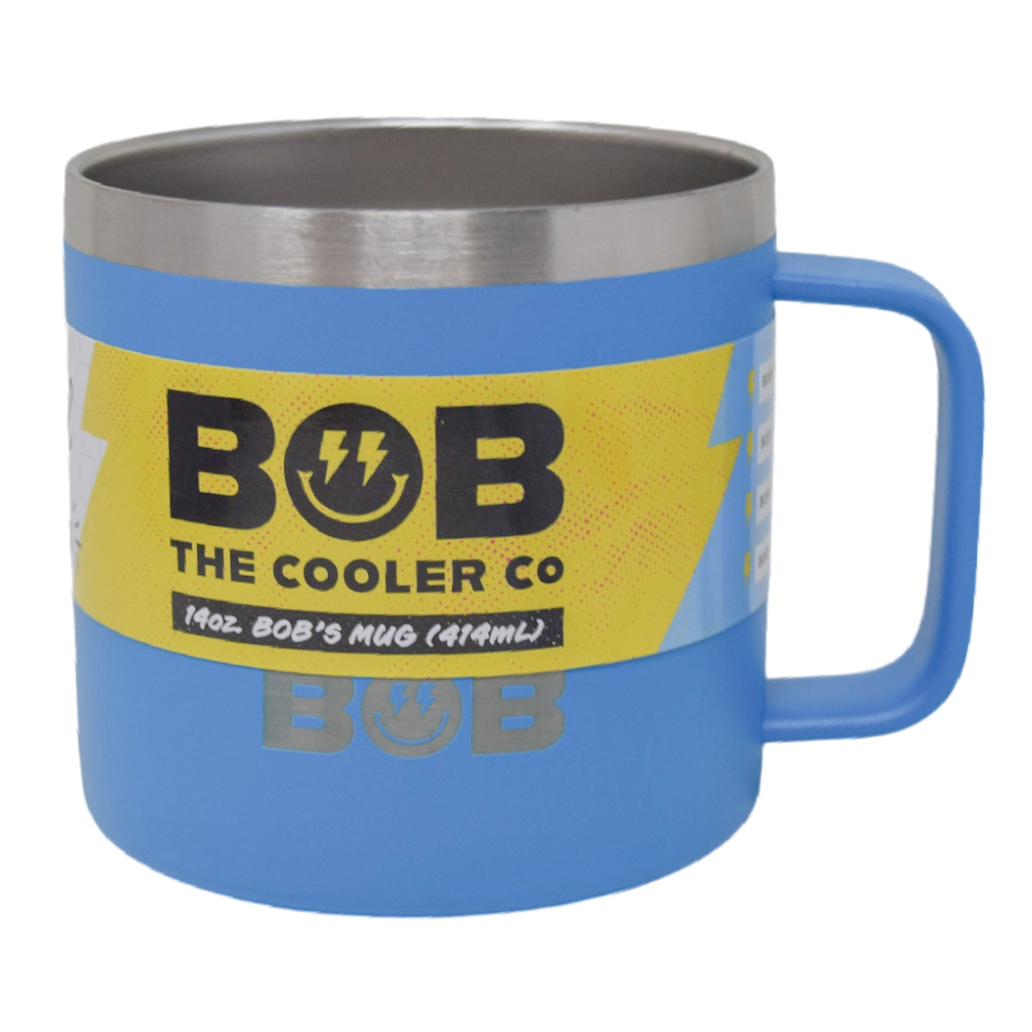 BOB THE COOLER CO - 14oz "Bob's Mug" Stainless Steel Double Wall Vacuum Insulated Coffee Mug with Lid and Handle - Top-Rack Dishwasher Safe