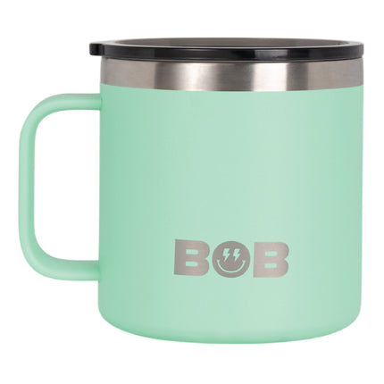BOB THE COOLER CO - 14oz "Bob's Mug" Stainless Steel Double Wall Vacuum Insulated Coffee Mug with Lid and Handle - Top-Rack Dishwasher Safe
