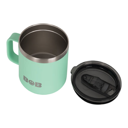 BOB THE COOLER CO - 14oz "Bob's Mug" Stainless Steel Double Wall Vacuum Insulated Coffee Mug with Lid and Handle - Top-Rack Dishwasher Safe
