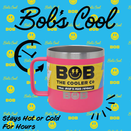 BOB THE COOLER CO - 14oz "Bob's Mug" Stainless Steel Double Wall Vacuum Insulated Coffee Mug with Lid and Handle - Top-Rack Dishwasher Safe