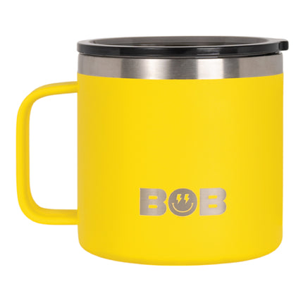 BOB THE COOLER CO - 14oz "Bob's Mug" Stainless Steel Double Wall Vacuum Insulated Coffee Mug with Lid and Handle - Top-Rack Dishwasher Safe