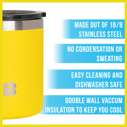 BOB THE COOLER CO - 14oz "Bob's Mug" Stainless Steel Double Wall Vacuum Insulated Coffee Mug with Lid and Handle - Top-Rack Dishwasher Safe