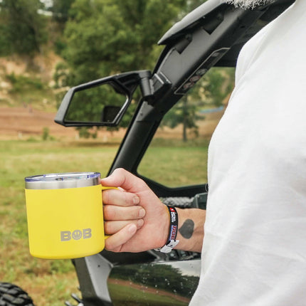 BOB THE COOLER CO - 14oz "Bob's Mug" Stainless Steel Double Wall Vacuum Insulated Coffee Mug with Lid and Handle - Top-Rack Dishwasher Safe