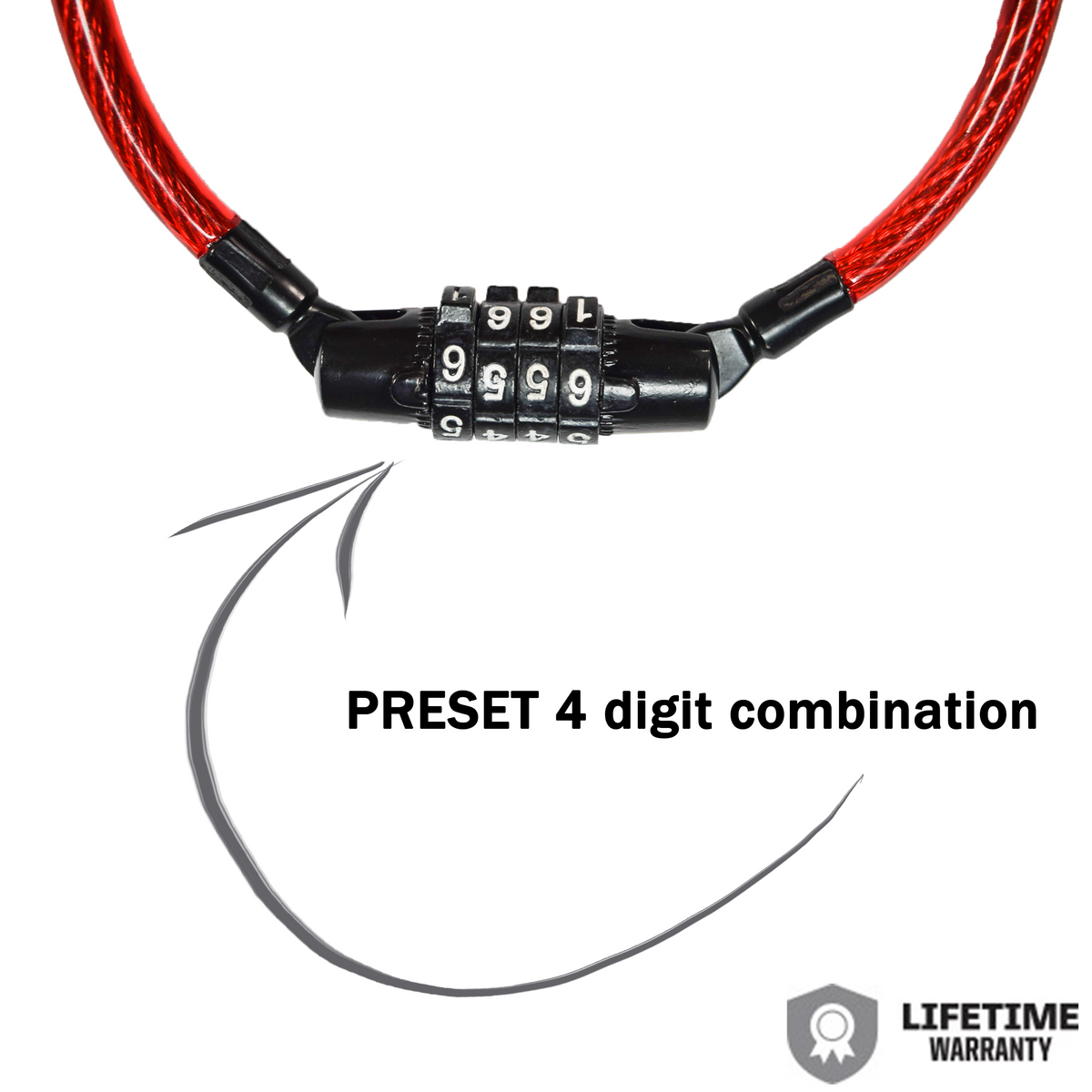 Kryptonite 4' Keeper 712 Combo Cable Red 004929 Four Foot Cable Length