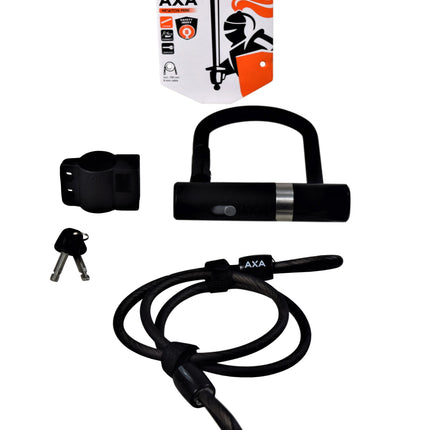 AXA 005155 Newton Mini + Cable 100/8 w/ Mounting Bracket U Lock