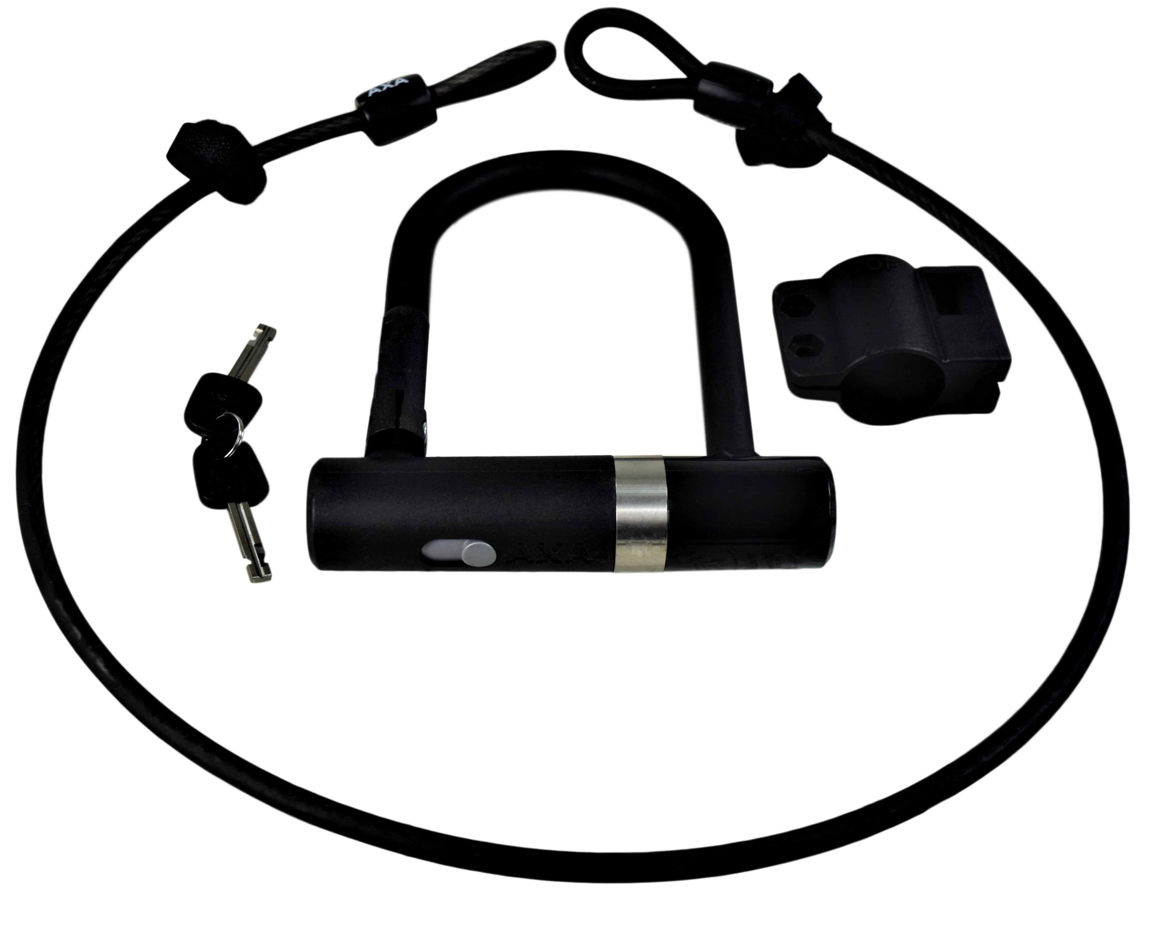 AXA 005155 Newton Mini + Cable 100/8 w/ Mounting Bracket U Lock