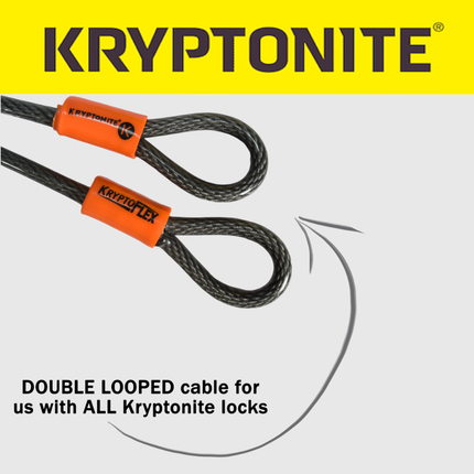 Kryptonite KryptoFlex 525 Double Loop 2.5 ft. Long Cable for Use With All Kryptonite U-Locks, Disc Locks, and Padlocks on Bicycles; E-Bikes; Scooters (210719)