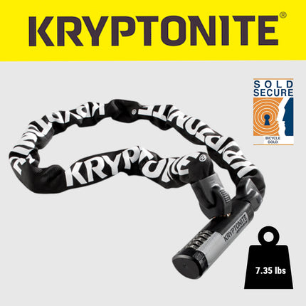 Kryptonite 912 KryptoLok 7.35 Pound Steel Combination Lock Bike Chain - 120 cm Long for Bicycles; E-Bikes; Motorcycles; Scooters (003274)