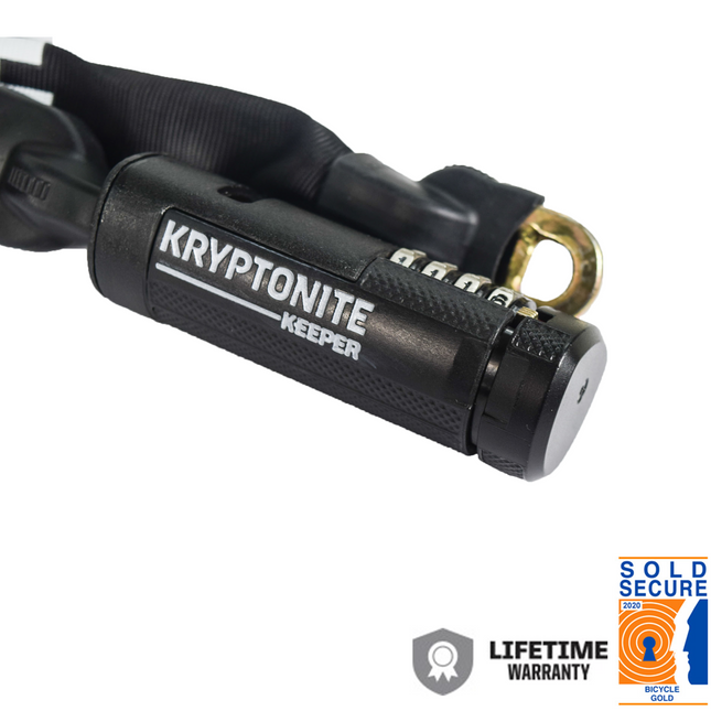 Kryptonite 712 Keeper 4.5 Pound Steel Combination Lock Bike Chain - 120 cm Long for Bicycles; E-Bikes; Motorcycles; Scooters (003298)