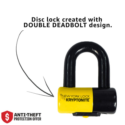Kryptonite New York 1515 Legend 14.7 Pound Chain & Disc Lock Combo - 4.9 ft Long 15 mm Steel Chain & Disc Lock with Keys for Bicycles; E-Bikes; Motorcycles; Scooters (004752)