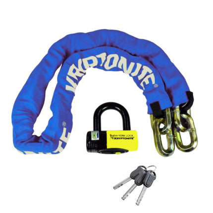 Kryptonite New York Fahgettaboudit 1415 Chain w/NY Disc Lock - 5', 14mm Chain and 15mm Lock High-Security Anti-Theft Protection for Bicycle, E-Bike, Scooter, Motorcycles, and ATV/UTV - Blue