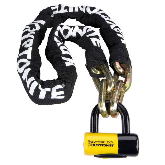 Kryptonite New York Fahgettaboudit 1415 Chain w/NY Disc Lock - 5', 14mm Chain and 15mm Lock High-Security Anti-Theft Protection for Bicycle, E-Bike, Scooter, Motorcycles, and ATV/UTV - Black