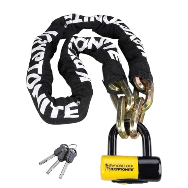 Kryptonite New York Fahgettaboudit 1415 Chain w/NY Disc Lock - 5', 14mm Chain and 15mm Lock High-Security Anti-Theft Protection for Bicycle, E-Bike, Scooter, Motorcycles, and ATV/UTV - Black