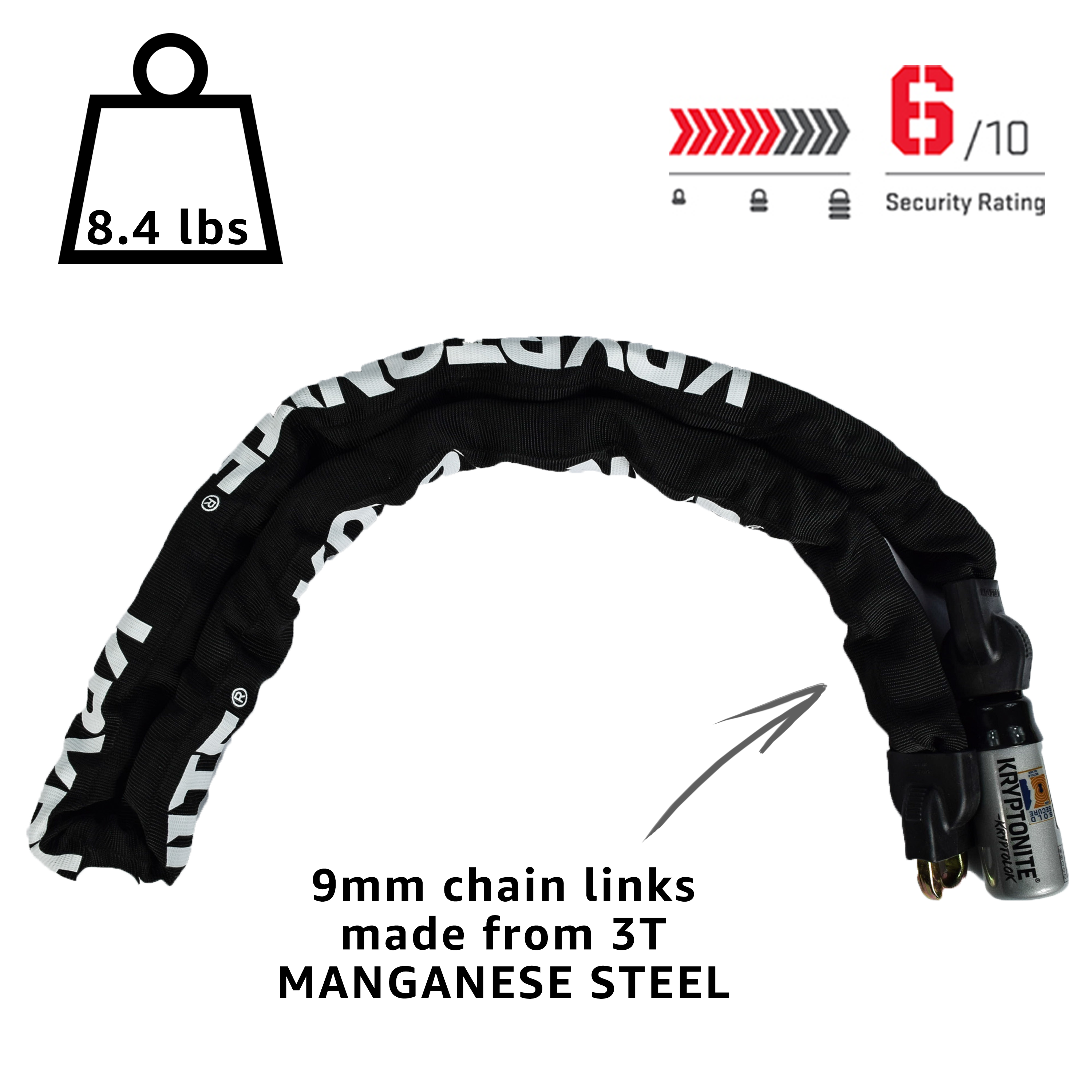 Kryptonite 000846 KryptoLok Series 915 Integrated Chain 5' Anti theft