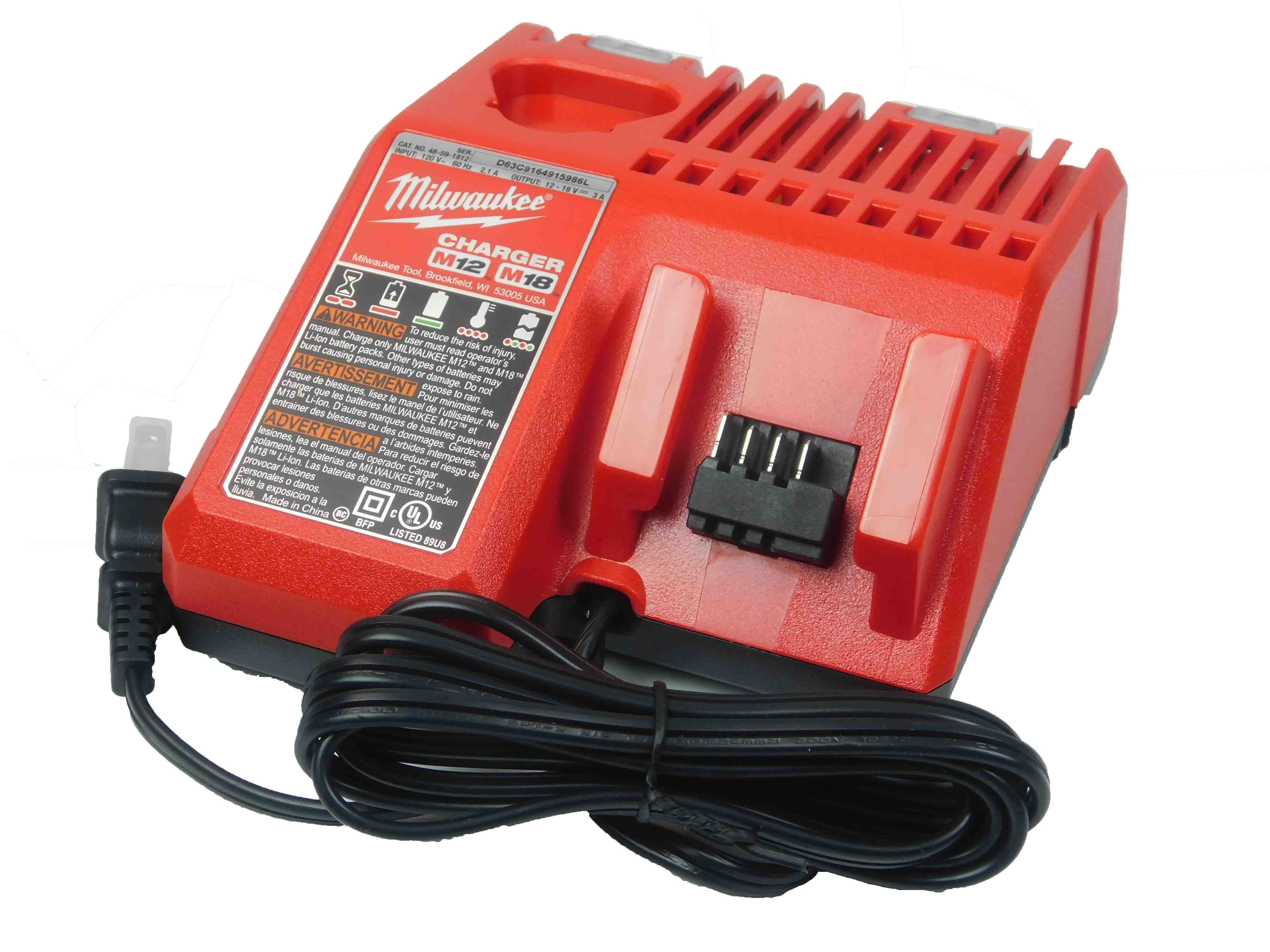 Milwaukee M12 & M18 Multi-Voltage Lithium-Ion Battery Charger – Fast Charging System for Milwaukee M12 and M18 REDLITHIUM Batteries, Compact Design, Compatible with All M12/M18 Tools