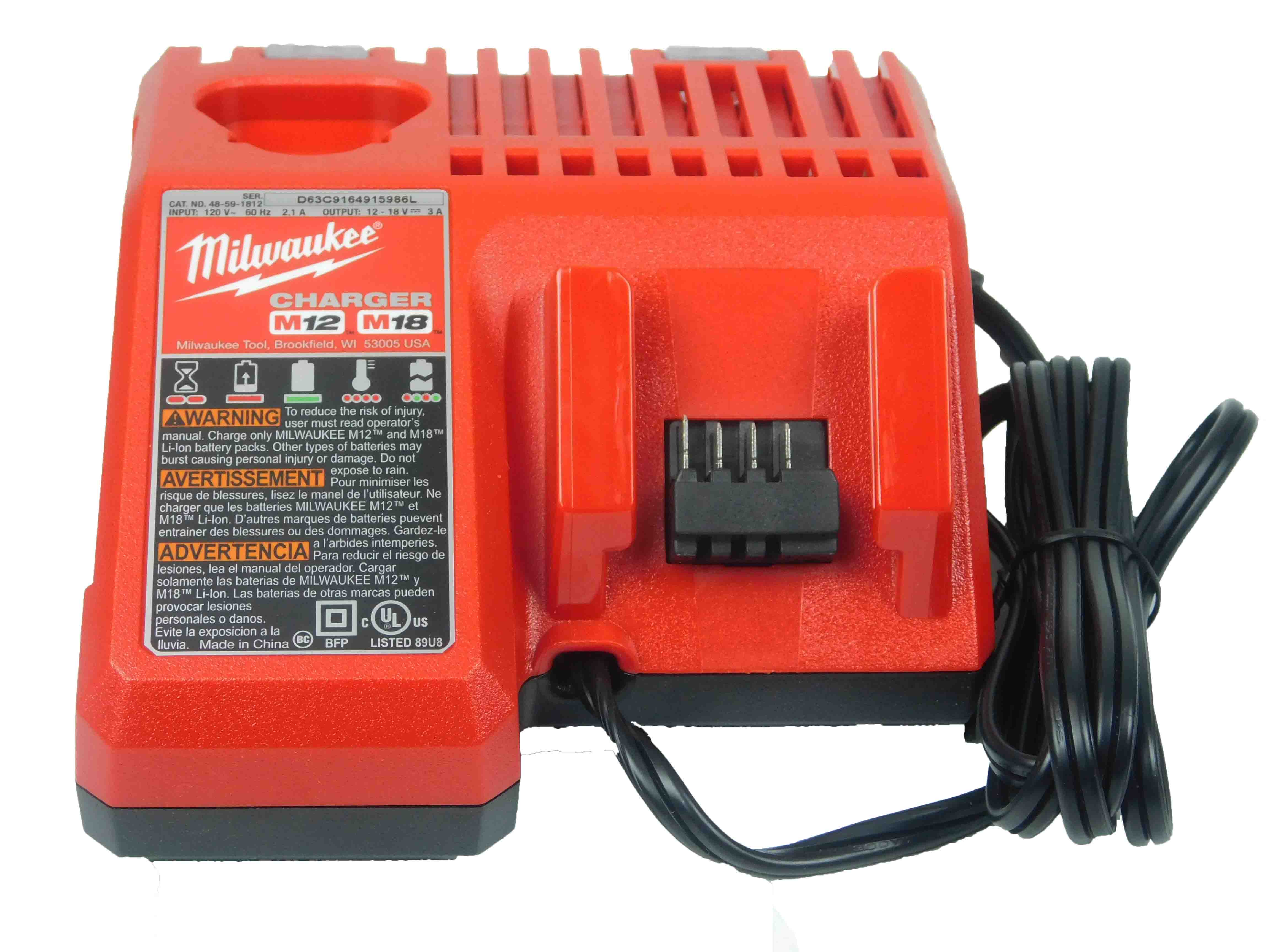 Milwaukee M12 & M18 Multi-Voltage Lithium-Ion Battery Charger – Fast Charging System for Milwaukee M12 and M18 REDLITHIUM Batteries, Compact Design, Compatible with All M12/M18 Tools
