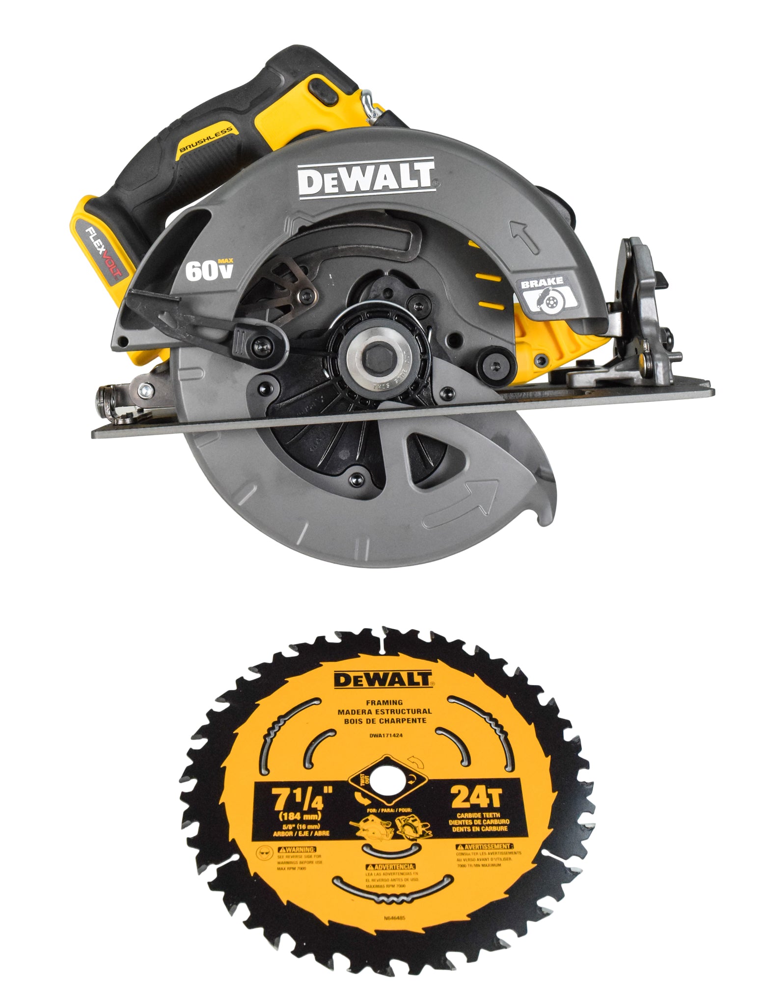 Dewalt DCS578B FLEXVOLT 60V MAX Lithium-Ion 7-1/4-Inch Circular Saw with Brake (Tool Only)