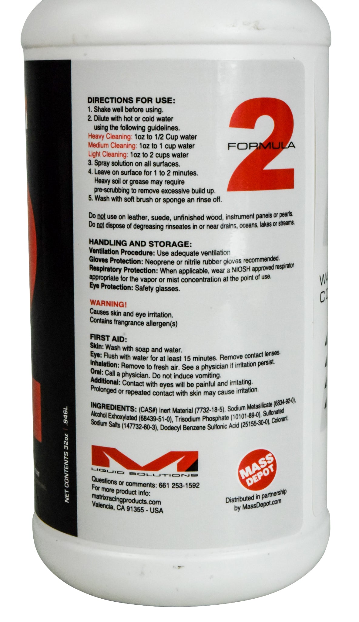 Matrix Liquid Solutions Formula 2 Biodegradable Wash Degreaser 32oz Spray Bottle