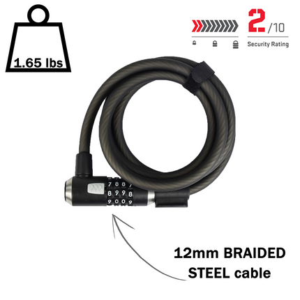 Kryptonite KryptoFlex 1218 Combination Cable Bike Lock - 6 ft. Long, 1/2" Diameter Cable for Bicycles; E-Bikes; Scooters (005223)