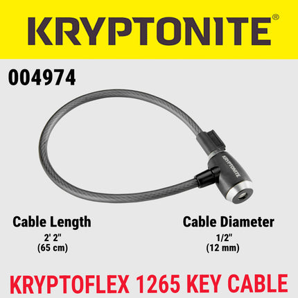 Kryptonite KryptoFlex 1265 Combination Cable Bike Lock - 65cm Long, 12mm Diameter Cable for Bicycles; E-Bikes; Scooters (005230)