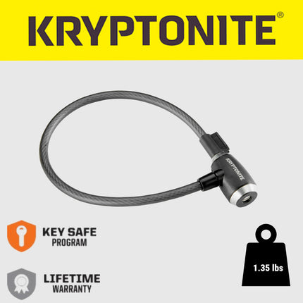 Kryptonite KryptoFlex 1265 Combination Cable Bike Lock - 65cm Long, 12mm Diameter Cable for Bicycles; E-Bikes; Scooters (005230)