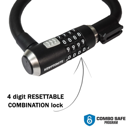 Kryptonite KryptoFlex 1565 Combination Cable Bike Lock - 2'2" Long, 5/8" Diameter Cable for Bicycles; E-Bikes; Scooters (005254)