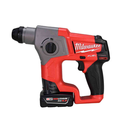Milwaukee 2416-21XC M12 FUEL 12V Lithium-Ion Brushless Cordless 5/8 in. SDS-Plus Rotary Hammer Kit with One 4.0Ah Battery and Bag