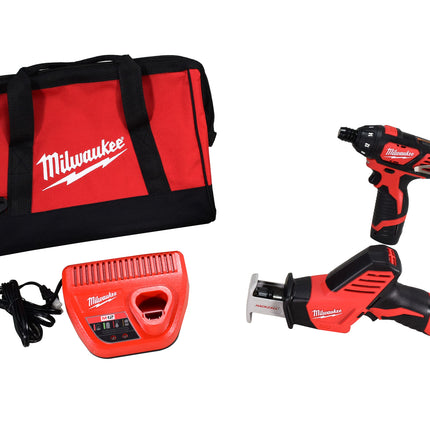 Milwaukee 2490-22 M12 12V Lithium-Ion Cordless Screwdriver/HACKZALL Combo Kit (2-Tool) with Two 1.5 Ah Batteries, Charger and Tool Bag