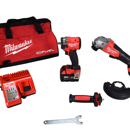 Milwaukee 2991-22 M18 FUEL 18V Brushless Cordless Grinder & 3/8" Impact Wrench Combo Kit (2-Tool)