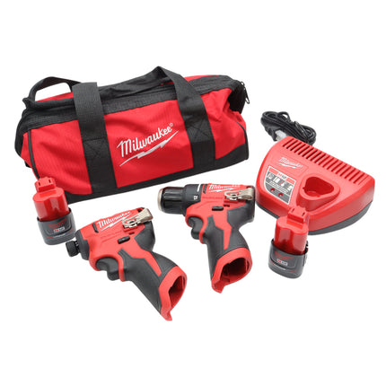Milwaukee 3494-22 M12 FUEL 12V Brushless Cordless 2-Tool Combo Kit – Hammer Drill/Driver & Impact Driver with (2) Batteries, Charger & Contractor Bag