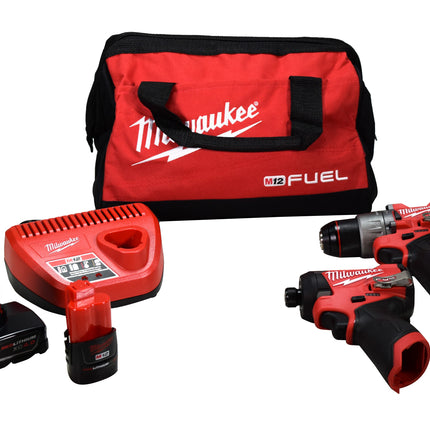 Milwaukee 3497-22 M12 FUEL 12-Volt Lithium-Ion Brushless Cordless Hammer Drill and Impact Driver Combo Kit w/2 Batteries and Bag (2-Tool)