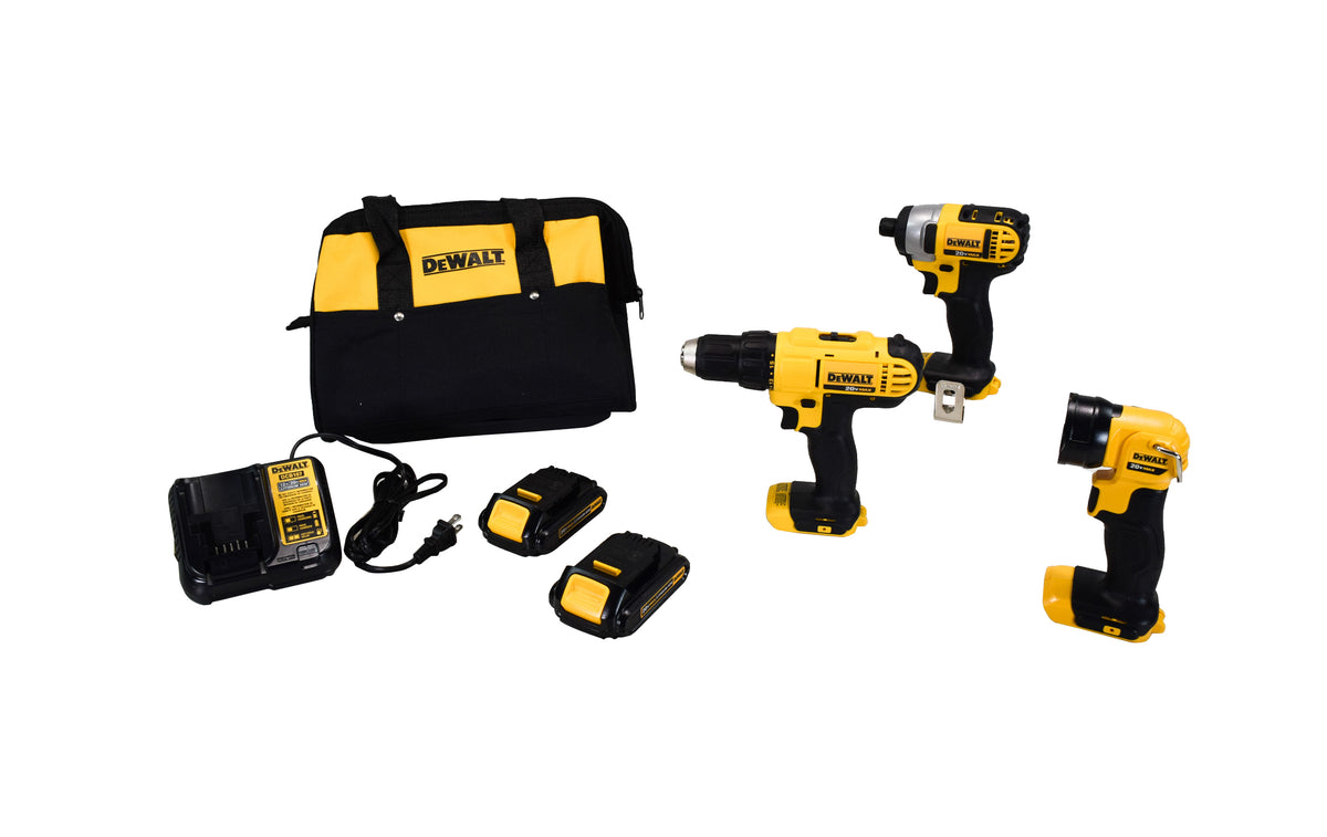 Dewalt DCK340C2 20V Max 3-Tool Drill Impact Light Combo Kit