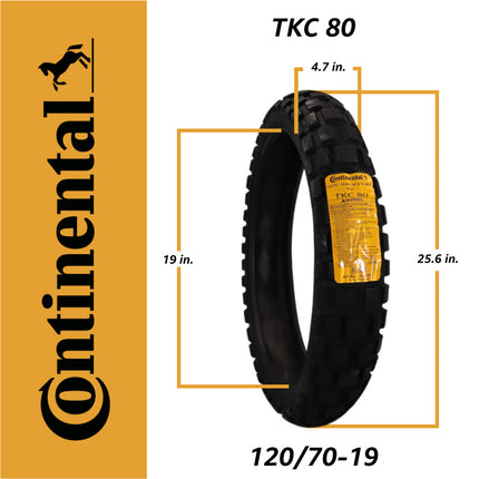 Continental TKC 80 120/70-19 & 170/60B17 M/C Tires w/ Keychain (2 Pack), Dual Sport Adventure Tire, Tubeless Blackwall, On/Off-Road, Open block tread design, Mud and Snow Rating