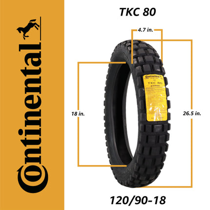 Continental TKC 80 120/70-19 & 120/90-17 M/C Tires with Keychain (2 Pack), Dual Sport Adventure Tire, Tubeless Blackwall, On/Off-Road, Open block tread design, Mud and Snow Rating