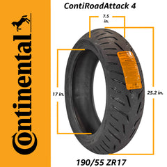 CONTI ROAD ATTACK 4 190/55ZR17 M/M/C (75W) TL CRA4 REAR TIRE
