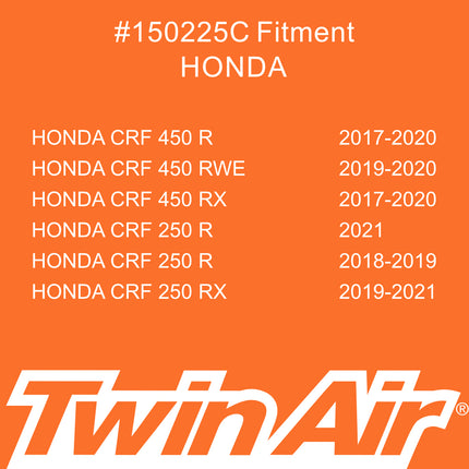 Twin Air PowerFlow Kit for Honda CRF450R CRF450RX 2017–2020 CRF250R CRF250RX 2018–2021 – Includes Pre-Oiled Filter & Cage – OEM Replacement 17213-MKE-A00 – Off-Road Use – Part# 150225C