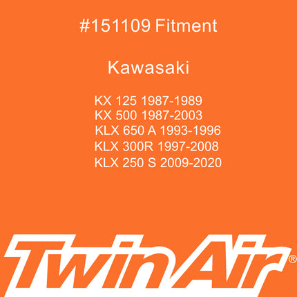 Twin Air Foam Air Filter for Kawasaki - Fits KX 125/250/500 (87-03), KLX 250S (09-20), KLX 250/500 (87-03), KLX 300 R (97-25), KLX 650 A/R (93-96) – Motocross (MX) Foam Filter (OEM Part # 11013-1198)