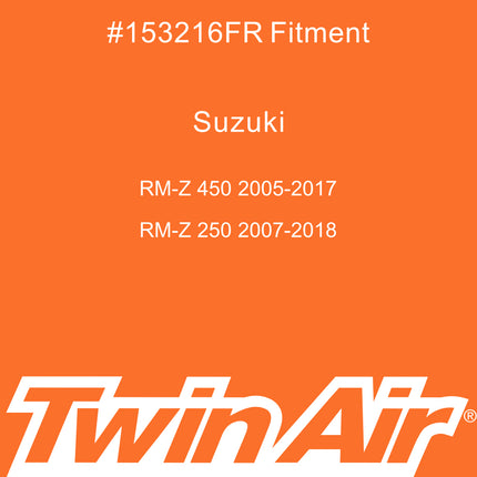 Twin Air PowerFlow Kit for Suzuki  – Fits RM-Z450 2005–2017, RM-Z250 2007–2018 – High-Performance Washable, Reusable Off-Road Motocross Filter (OEM part # 13780-37F20)