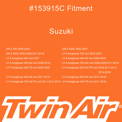 Twin Air PowerFlow Air Filter Kit for Suzuki Utility ATVs – Fits King Quad 450 (2007–2010), 500 (2009–2017), 700 (2005–2007) – Washable, Reusable Intake Upgrade (OEM Part # 13780-31G00)