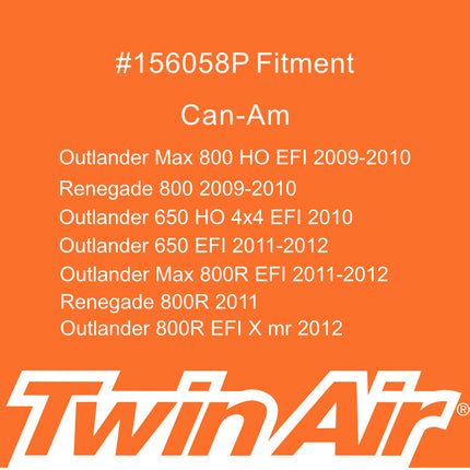 Twin Air Pre-Oiled Air Filter (FR) incl. Intake (pe/pp) for Can-Am Outlander X mr 800R (2012), Renegade 800R (2009-2011), Outlander 650 (2010-2012) - Engine Protection for ATV's (OEM Part # 420681003)