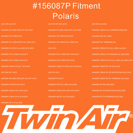 Twin Air Foam Air Filter + Spring for Polaris ACE 570 (15-17), 570 Ranger/Crew (15-25), 500 ACE/Ranger (17-22), 325 ACE (15-16), 325 Ranger ETX (16) (w/Rub - Dia 63mm) - UTV's (OEM Part # 7082037)