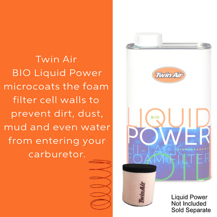 Twin Air Foam Air Filter + Spring for Polaris ACE 570 (15-17), 570 Ranger/Crew (15-25), 500 ACE/Ranger (17-22), 325 ACE (15-16), 325 Ranger ETX (16) (w/Rub - Dia 63mm) - UTV's (OEM Part # 7082037)