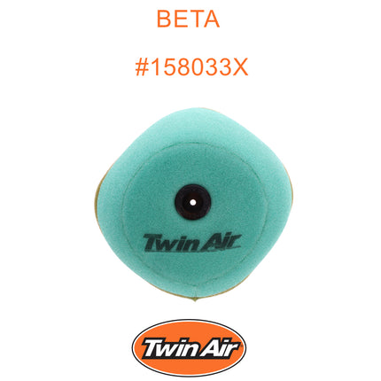 Twin Air Pre-Oiled Foam Air Filter for Beta - Fits 4T RS 500/RR 498/RR 480/RR 450/RR 430/RS 430/RR 400/RR 390/RS 390/RR 350, RR 300 2T, X-Trainer 300 -  Motorcycles (MX)(OEM Part # 031.38.022.82.00)