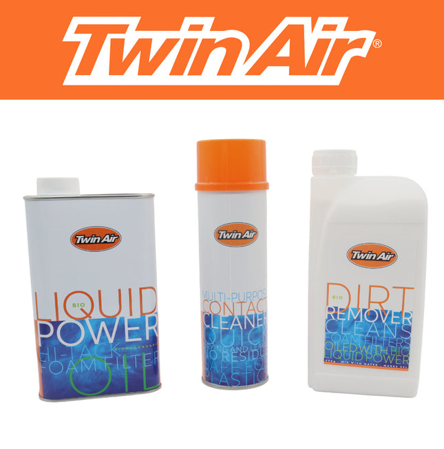 Twin Air Bio Maintenance Kit: Professional-Grade Air Filter Care Solution- Liquid Bio Power Oil/Bio Dirt Remover Cleaner/Cleaning & Oiling Tubs/Contact Cleaner-Essential for MX & Off-Road Performance