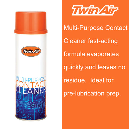 Twin Air Contact Cleaner Spray - 4 oz (500ml) Fast-Drying Non-Residue Formula for Cleaning Electrical Contacts, Switches, Terminals & Connectors on Motocross Bikes, Dirt Bikes, ATVs & UTVs