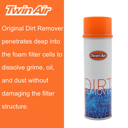 Twin Air Liquid Dirt Remover Spray - 500ml Biodegradable Foam Air Filter Cleaner for Motocross, Dirt Bikes, ATVs & UTVs - Non-Toxic Spray Formula Removes Dirt, Oil & Grime