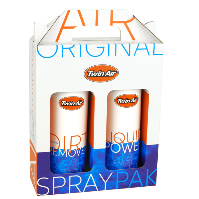 Twin Air Liquid Power Filter Oil Spray and Liquid Dirt Remover Cleaner Spray Pack-(2) 500ml Bottles for Motorcycle Foam Air Filter Maintenance, Motocross, Dirt Bike, & Off-Road Performance Protection