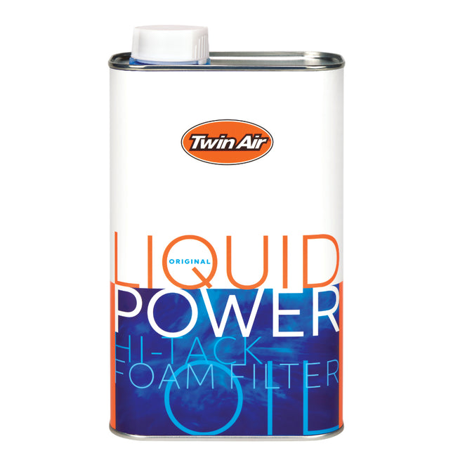 Twin Air Liquid Power Air Filter Oil (1 Liter) - High Performance Blue Formula for Superior Dust Trapping, Waterproof Protection on Foam Filters for Motocross, Dirt Bikes, ATVs, & Powersports Engines