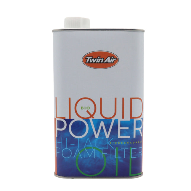 Twin Air Liquid Bio Power Air Filter Oil (1 Liter) - Biodegradable, High-Performance Green Formula, Waterproof Protection on Foam Air Filters for Motocross, Dirt Bikes, ATVs, and Powersports